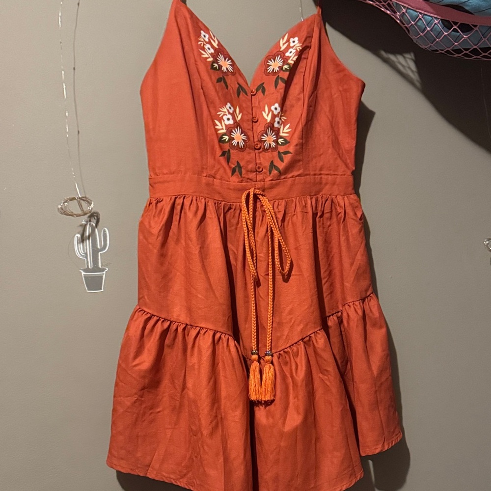 Orange Embroidered Sundress